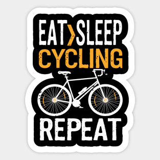 Eat Sleep Cycling Repeat Design Sticker